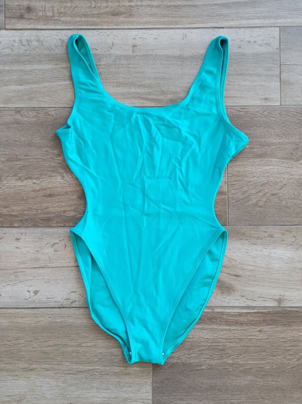 High Leg Dance Leotard Aerobics Bodysuit Gymnastics GREEN Spandex Sz Large